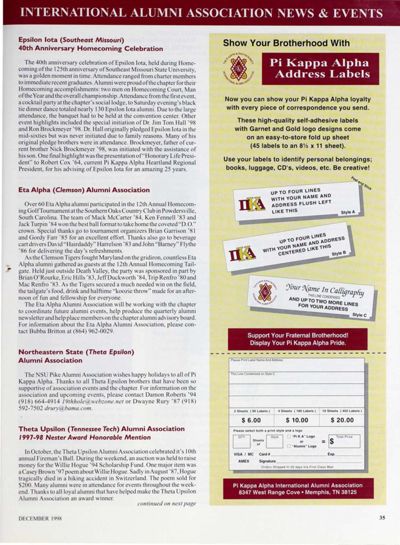 Pi Kappa Alpha Address Labels